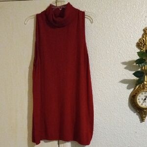 Jessica London Red Sleeveless Turtleneck Sweater